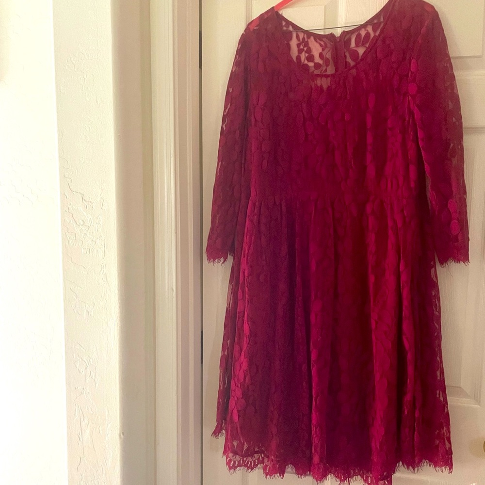 Torrid burgundy wine lace dress size 1